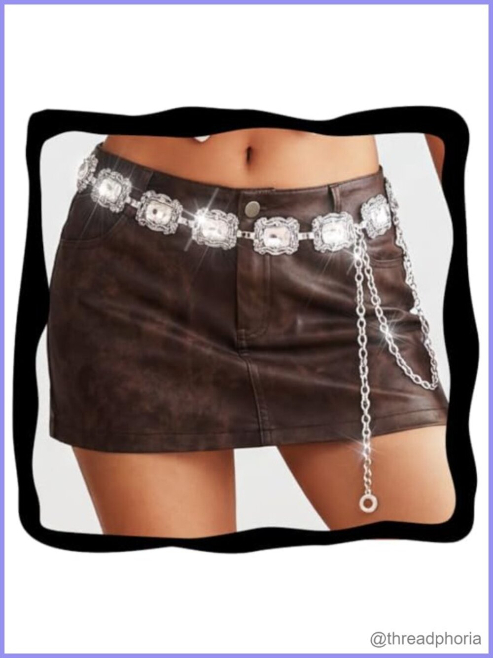 Rhinestone Chain Belt Silver Crystal Waist Chain Western Cowgirl Belt for Women